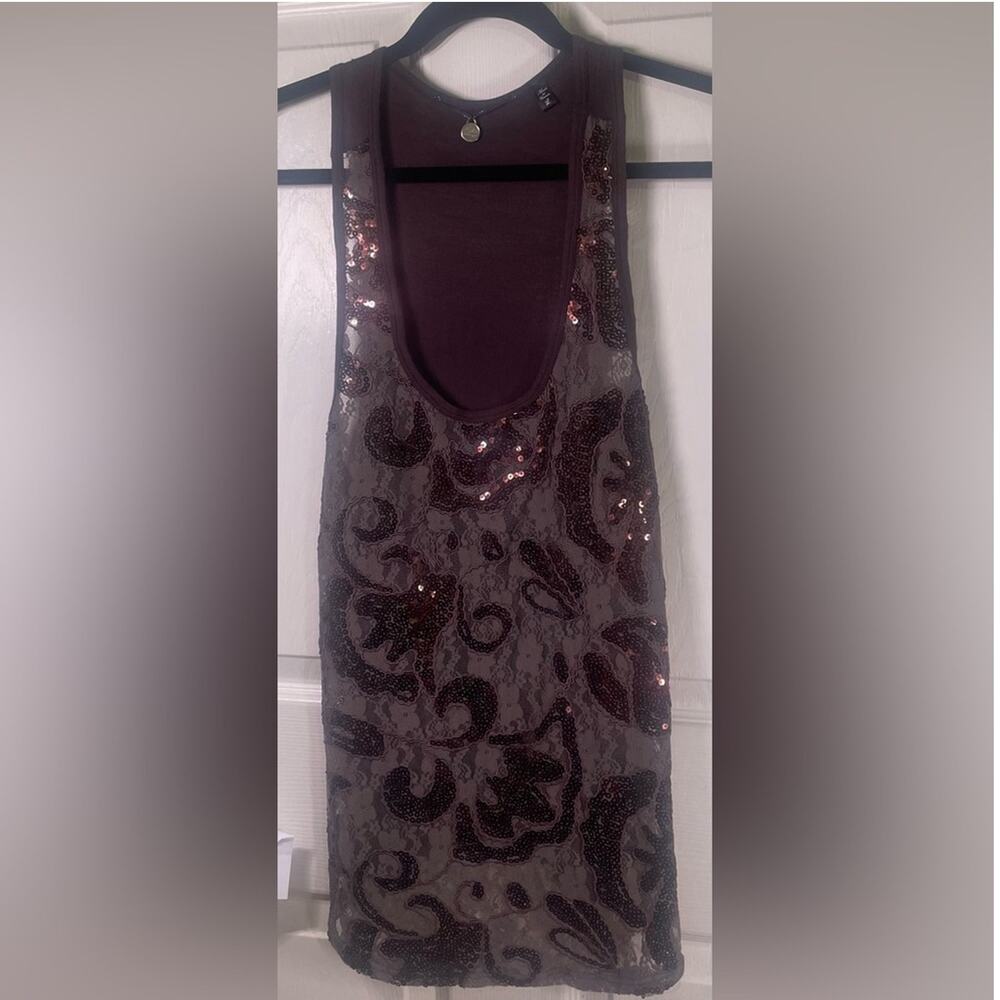 BKE Sequin Tank Brown